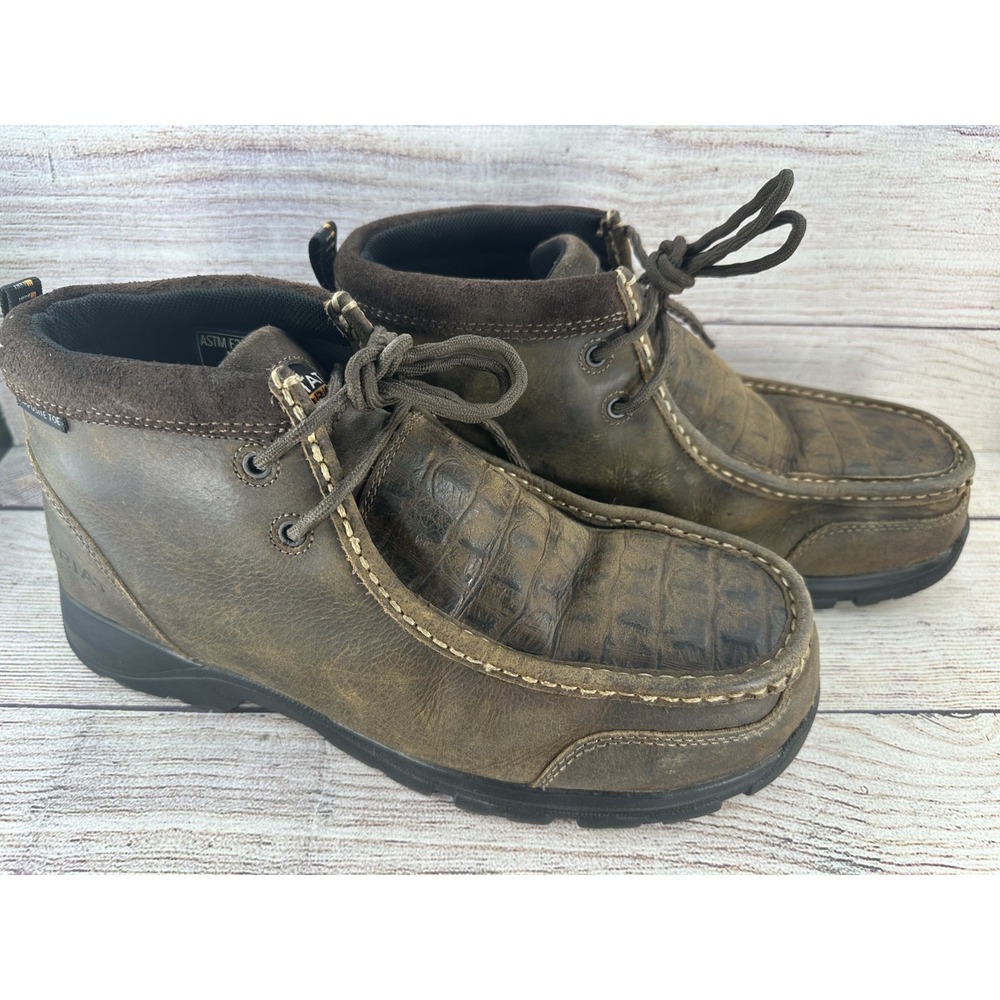 Ariat Men's Brown Croco Print Edge LTE Moc Composite Toe Work Boots Size 9.5 EE - Picture 1 of 10